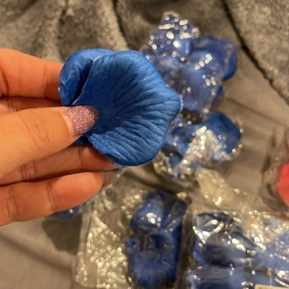 Blue and red fake rose pedals